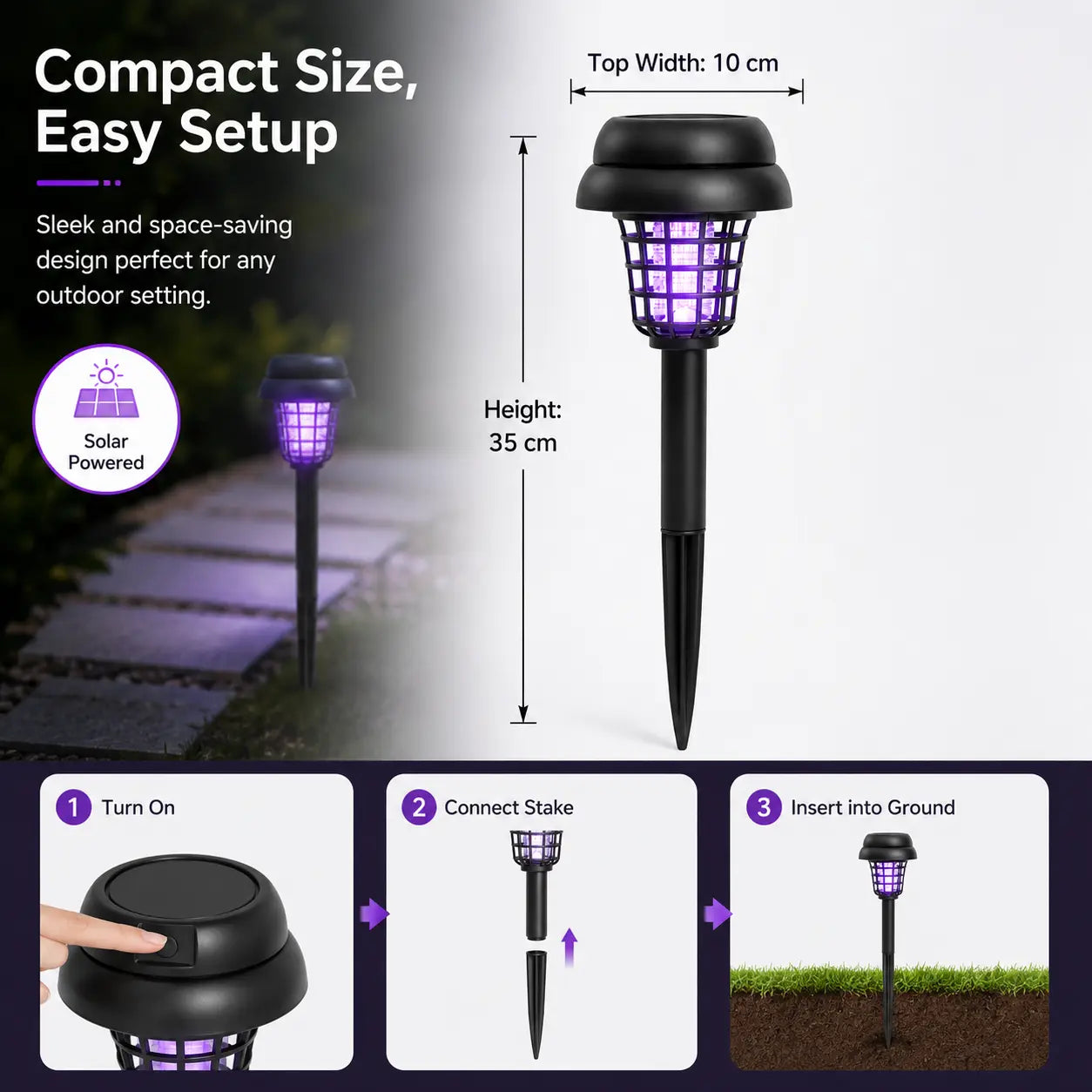 Dual-Mode Solar Bug Zapper, Outdoor Garden Pest Repeller 🦟
