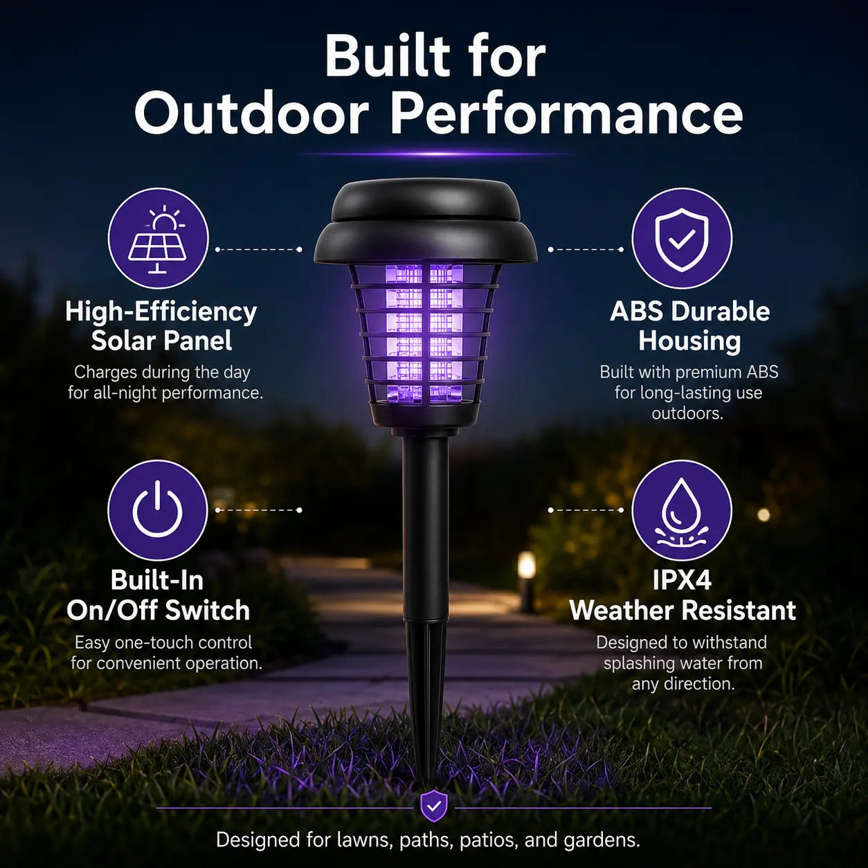 Dual-Mode Solar Bug Zapper, Outdoor Garden Pest Repeller 🦟