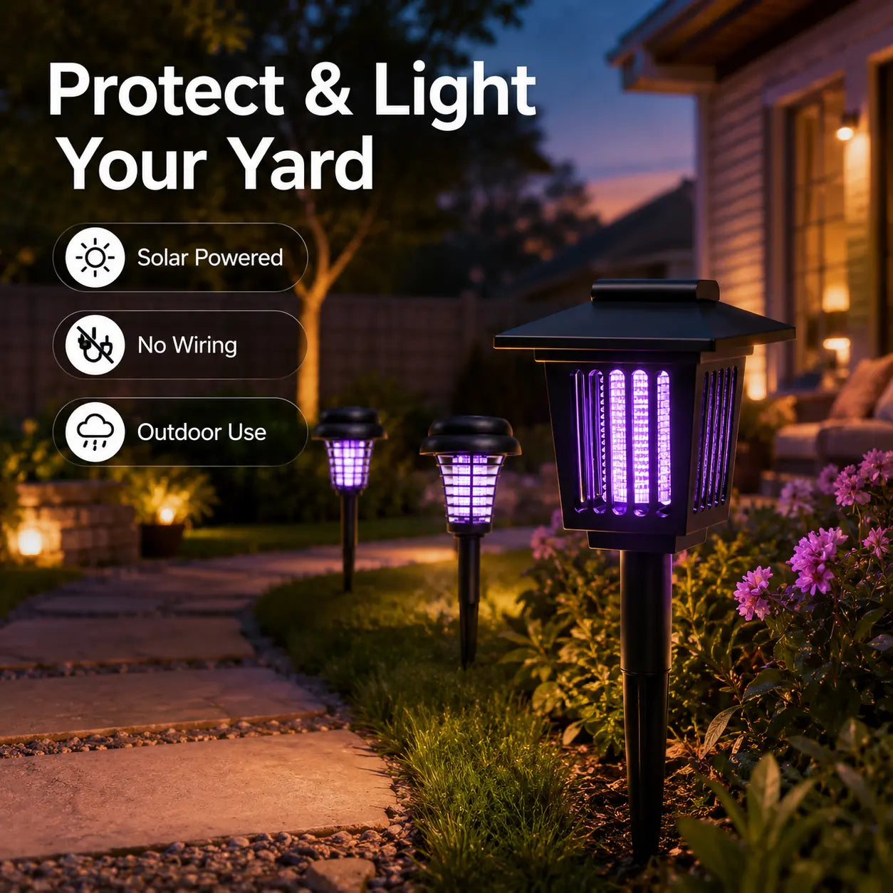 Dual-Mode Solar Bug Zapper, Outdoor Garden Pest Repeller 🦟