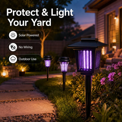 Dual-Mode Solar Bug Zapper, Outdoor Garden Pest Repeller 🦟