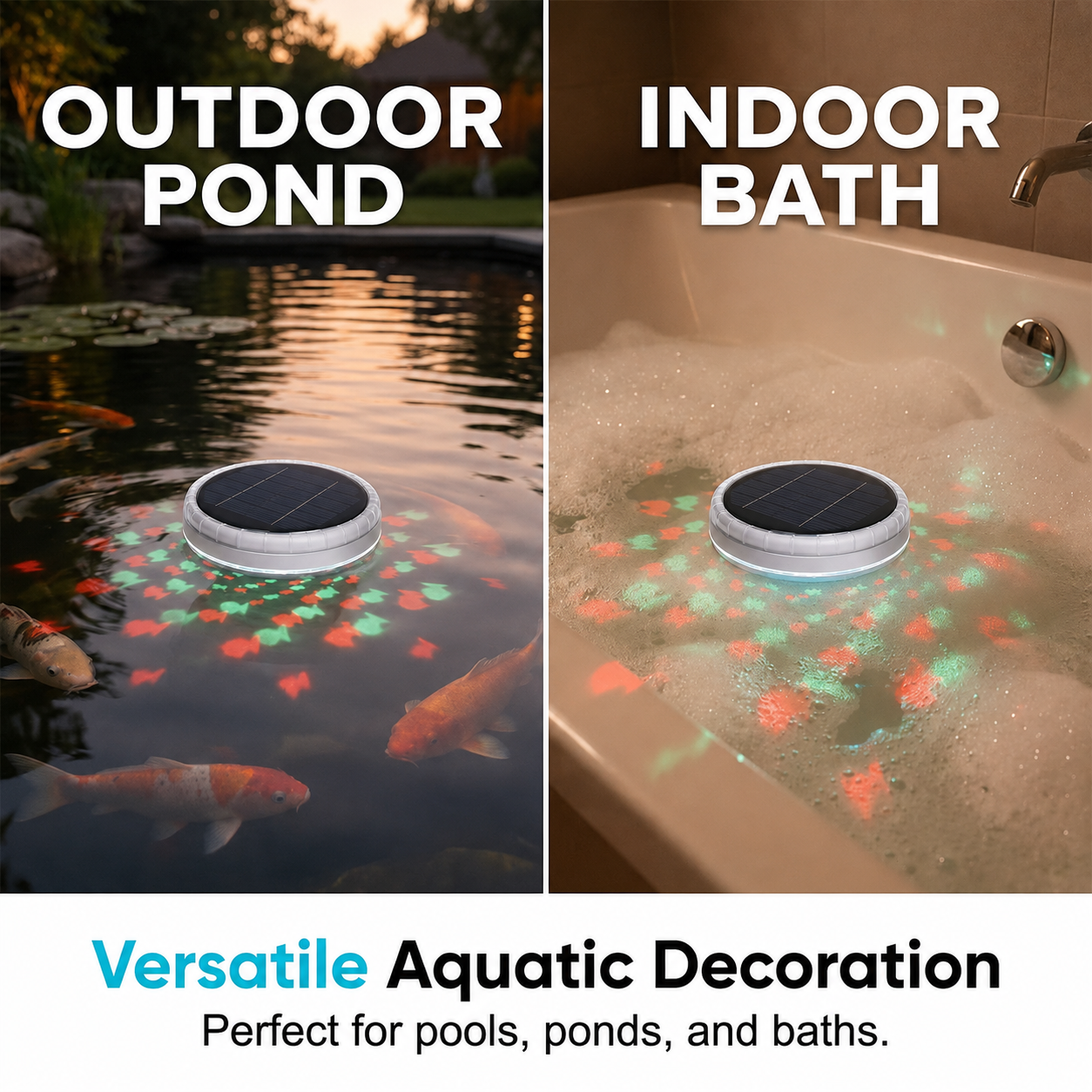 🐟𝓢𝓲𝓶𝓹𝓵𝔂𝓓𝓪𝓲𝓵𝔂® Solar Floating Pool Light with Magical Fish Projection 🌊💡