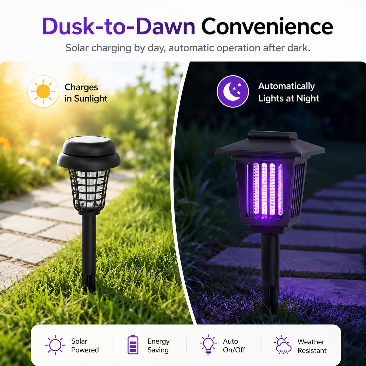 Dual-Mode Solar Bug Zapper, Outdoor Garden Pest Repeller 🦟