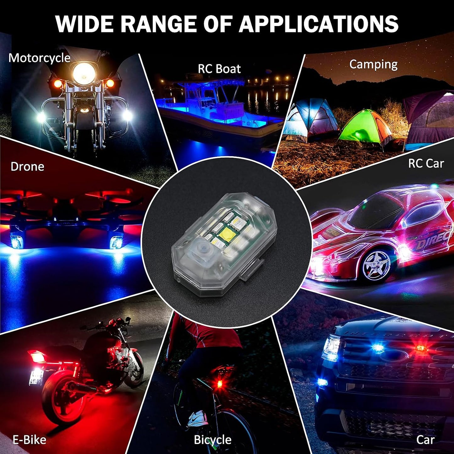 🚁💡 7 Colors LED Strobe Light