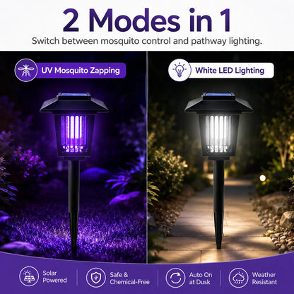 Dual-Mode Solar Bug Zapper, Outdoor Garden Pest Repeller 🦟